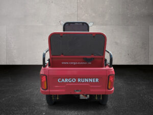 Rückansicht des roten Modells mit geschlossener Rückenlehne